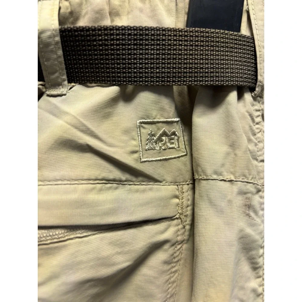 REI Sahara Convertible Cargo Hiking Pants Men Tan Zip Off Belted sz‎ 34x31.5